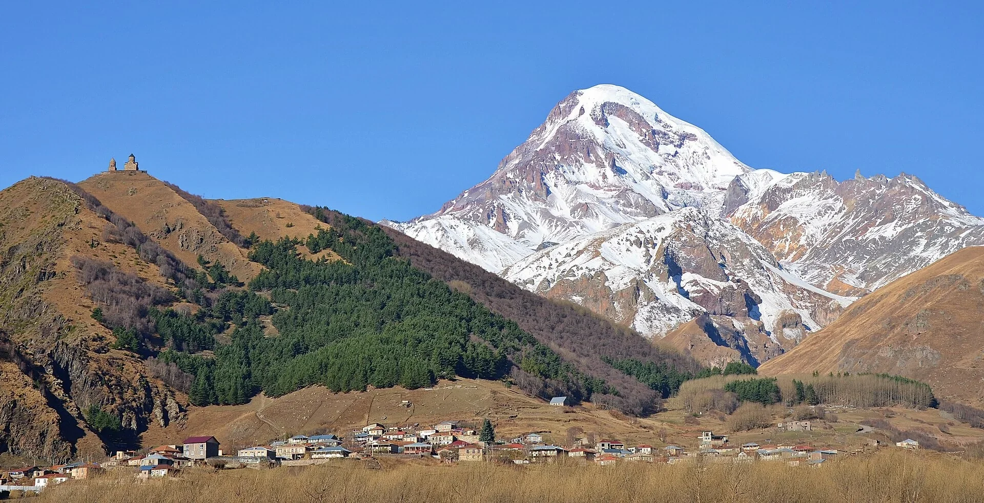 Gergeti and the summit of Kazbek